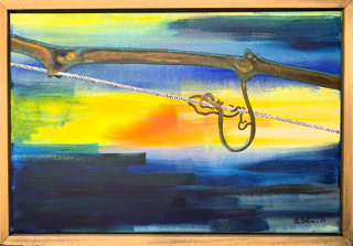 Weinstock im Frühling Acryl auf Leinwand B80xH40 2024 