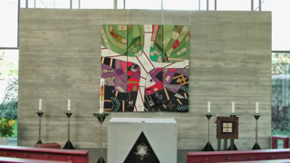 "Cross" Textile collage Christ the King Radebeul Community work of a family retreat