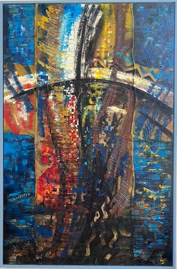 Das Gewand  des Erlösers Acryl auf Leinwand und Kakaosack B130xH200.   2019