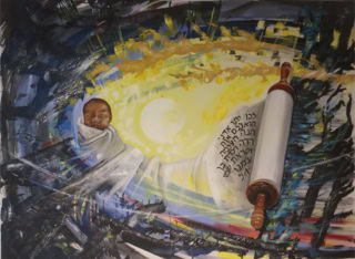 und das Wort  ist Fleisch geworden Acryl auf Leinwand B120xH80 2019