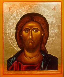 Erlöser-Ikone Eitempera auf Lindenholz /Blattgold B30xH40 Privatbesitz 1980