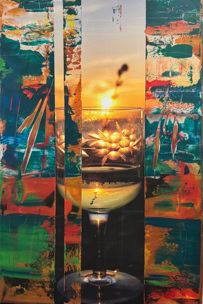 Tropfen aus dem Licht Acryl auf Leinwand, Collage B40xH60 2024 